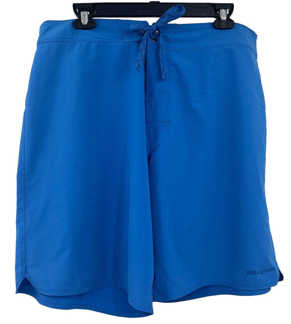 Patagonia Mens Hydropeak Board Swim Shorts 38 Blue Surf Beach Zip Back Pocket